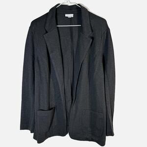 J.Jill Women’s Ponte Knit Blazer Small Charcoal Gray Pocket Boyfriend Jacket
